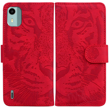 For Nokia C12 4G / C12 Pro / C12 Plus Tiger Imprinted PU Leather Case Anti-fall Phone Wallet Stand Shell
