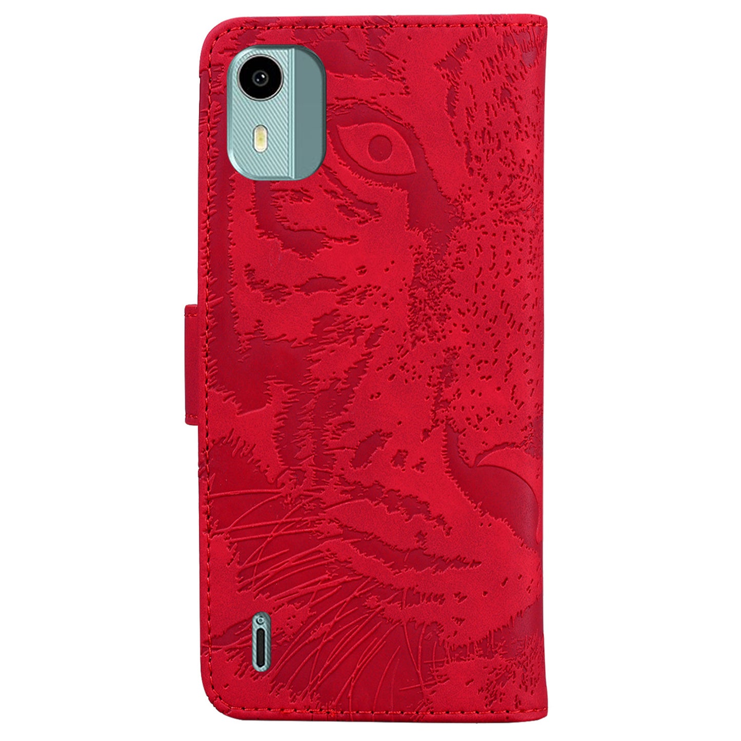For Nokia C12 4G / C12 Pro / C12 Plus Tiger Imprinted PU Leather Case Anti-fall Phone Wallet Stand Shell