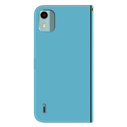 For Nokia C12 4G / C12 Pro / C12 Plus Mirror-Like Surface Leather Case Cell Phone Wallet Stand Cover