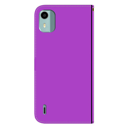 For Nokia C12 4G / C12 Pro / C12 Plus Mirror-Like Surface Leather Case Cell Phone Wallet Stand Cover
