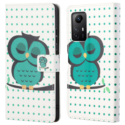 For Xiaomi Redmi Note 12S 4G Leather Phone Cover Pattern Printing Phone Case with Stand Wallet