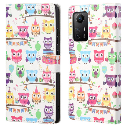 For Xiaomi Redmi Note 12S 4G Leather Phone Cover Pattern Printing Phone Case with Stand Wallet