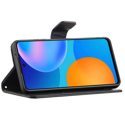 Leather Phone Case for Xiaomi Redmi Note 12S 4G Butterfly Flower Imprinted Flip Stand Wallet Cover