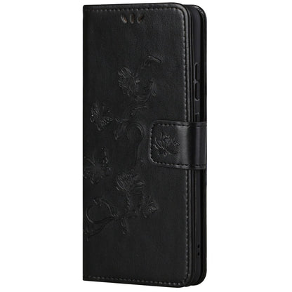 Leather Phone Case for Xiaomi Redmi Note 12S 4G Butterfly Flower Imprinted Flip Stand Wallet Cover