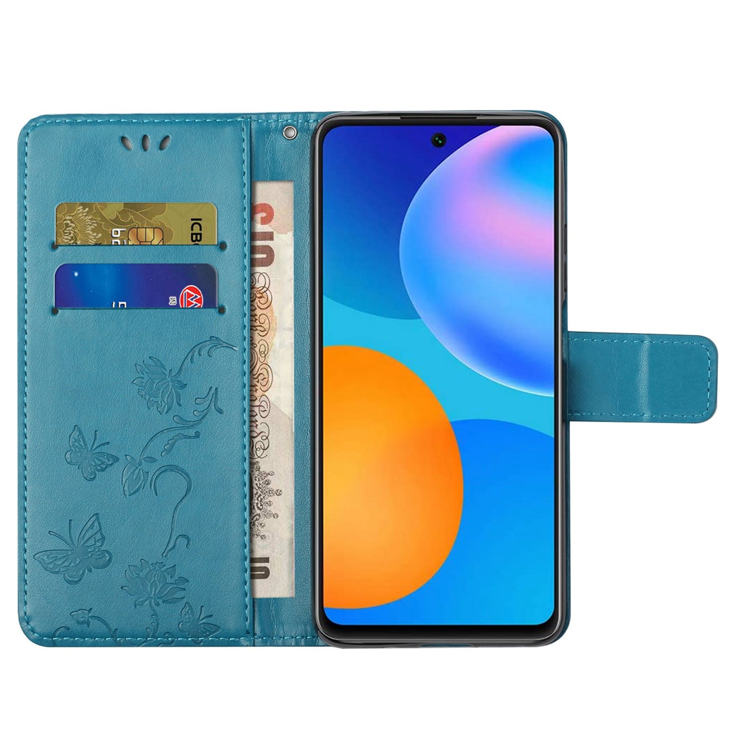 Leather Phone Case for Xiaomi Redmi Note 12S 4G Butterfly Flower Imprinted Flip Stand Wallet Cover