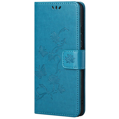 Leather Phone Case for Xiaomi Redmi Note 12S 4G Butterfly Flower Imprinted Flip Stand Wallet Cover