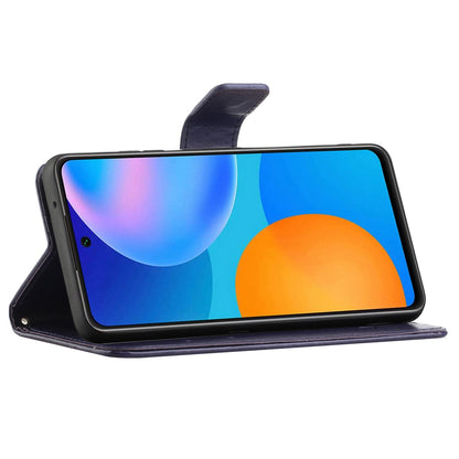 Leather Phone Case for Xiaomi Redmi Note 12S 4G Butterfly Flower Imprinted Flip Stand Wallet Cover