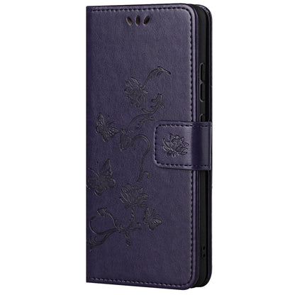 Leather Phone Case for Xiaomi Redmi Note 12S 4G Butterfly Flower Imprinted Flip Stand Wallet Cover