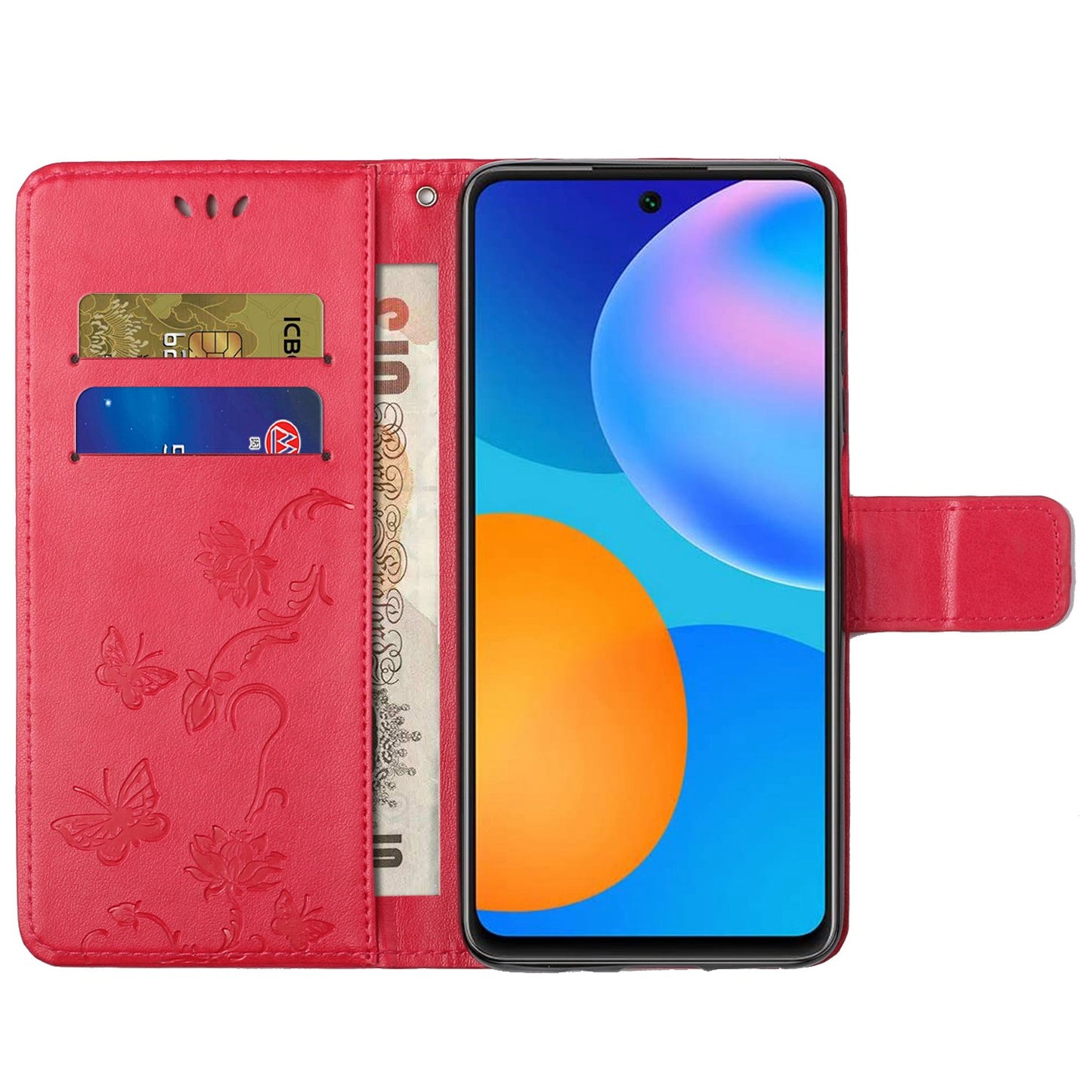 Leather Phone Case for Xiaomi Redmi Note 12S 4G Butterfly Flower Imprinted Flip Stand Wallet Cover
