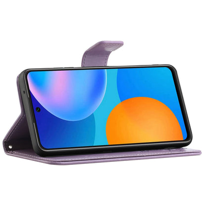 Leather Phone Case for Xiaomi Redmi Note 12S 4G Butterfly Flower Imprinted Flip Stand Wallet Cover