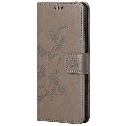 Leather Phone Case for Xiaomi Redmi Note 12S 4G Butterfly Flower Imprinted Flip Stand Wallet Cover