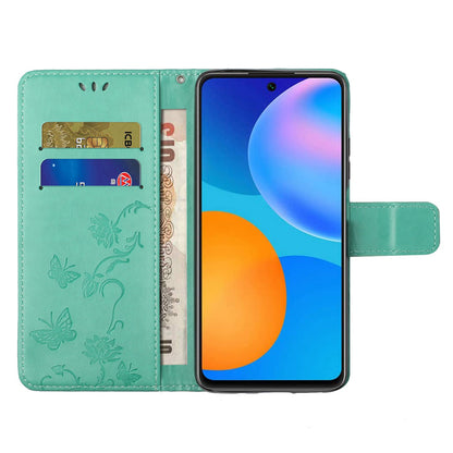 Leather Phone Case for Xiaomi Redmi Note 12S 4G Butterfly Flower Imprinted Flip Stand Wallet Cover