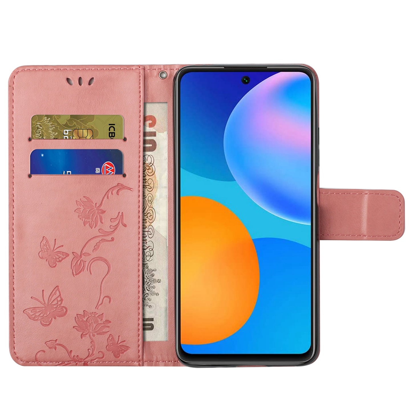 Leather Phone Case for Xiaomi Redmi Note 12S 4G Butterfly Flower Imprinted Flip Stand Wallet Cover