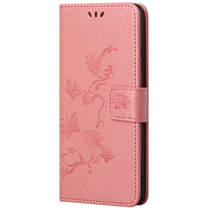 Leather Phone Case for Xiaomi Redmi Note 12S 4G Butterfly Flower Imprinted Flip Stand Wallet Cover