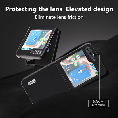 ABEEL For Samsung Galaxy Z Flip5 5G Shockproof Phone Case Cowhide Leather Coated PC Slim Folding Cover