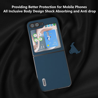 ABEEL For Samsung Galaxy Z Flip5 5G Shockproof Phone Case Cowhide Leather Coated PC Slim Folding Cover