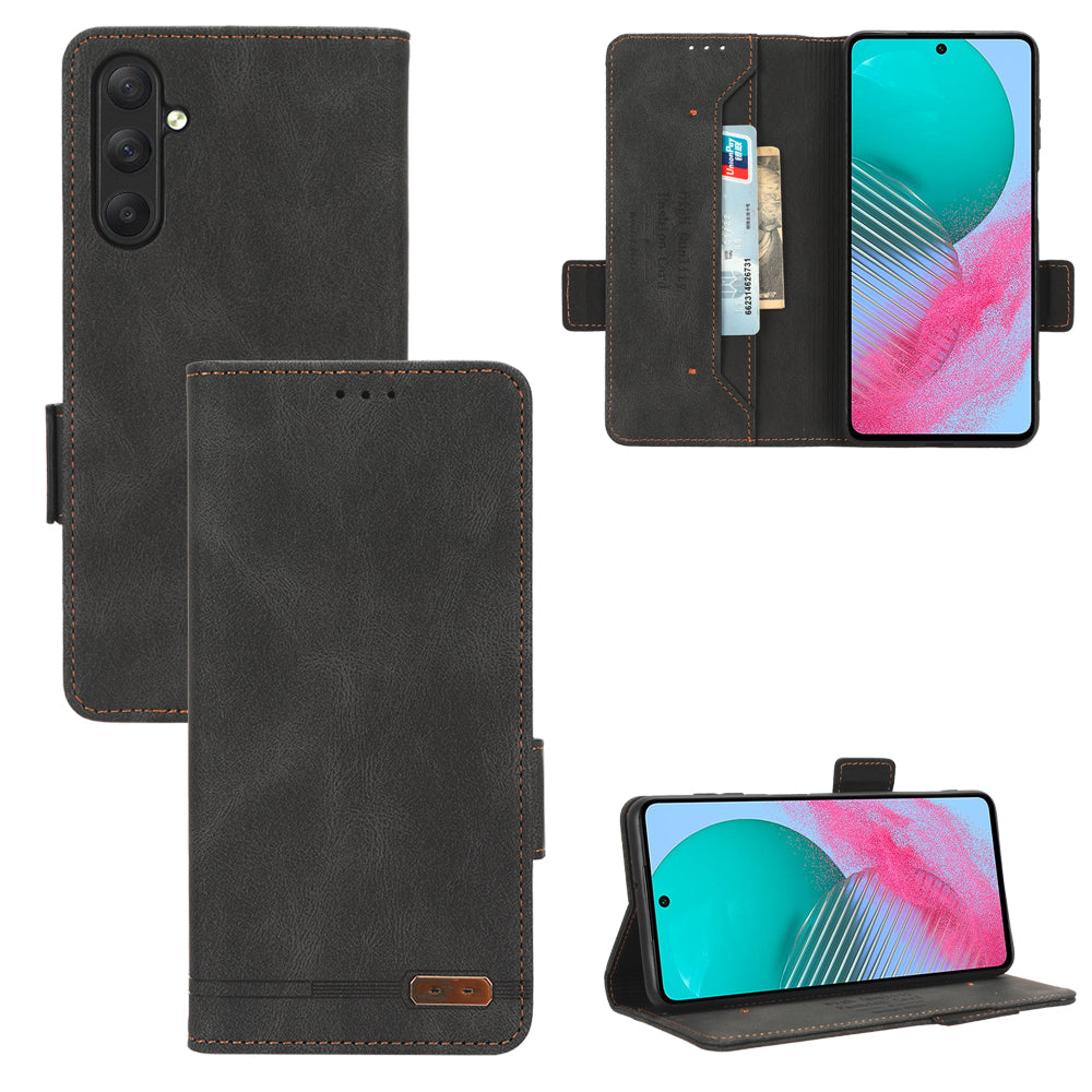 For Samsung Galaxy M54 5G / F54 5G Wallet Phone Case Hardware Decor PU Leather Cover with Stand