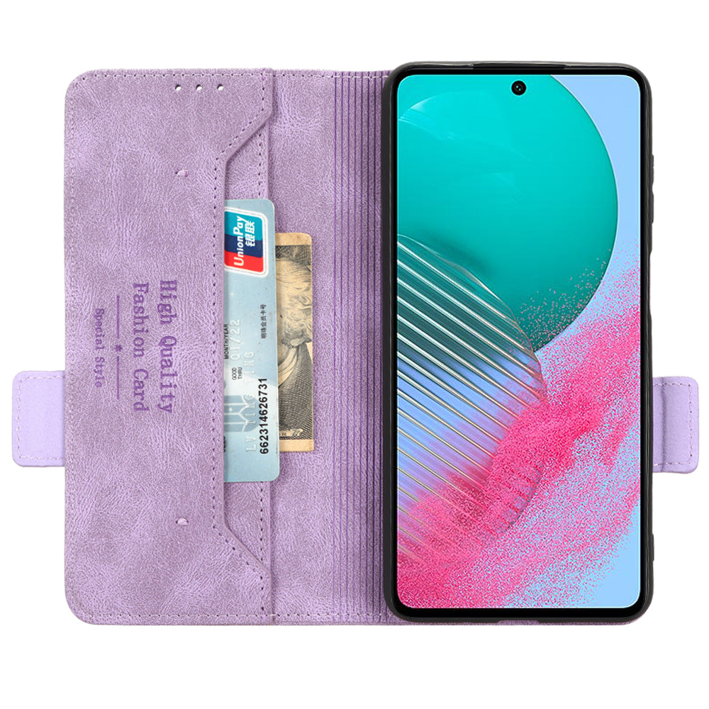 For Samsung Galaxy M54 5G / F54 5G Wallet Phone Case Hardware Decor PU Leather Cover with Stand