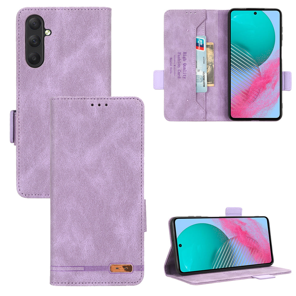 For Samsung Galaxy M54 5G / F54 5G Wallet Phone Case Hardware Decor PU Leather Cover with Stand