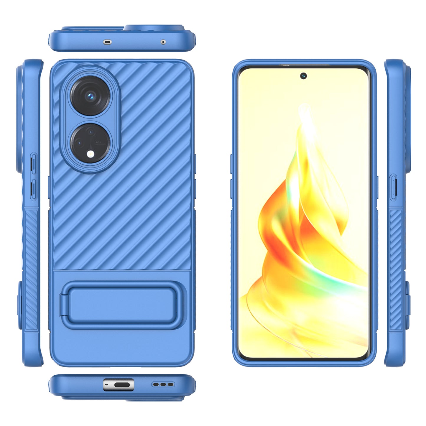 For Oppo Reno8 T 5G / A1 Pro 5G Kickstand TPU Back Cover Anti-drop Cell Phone Case