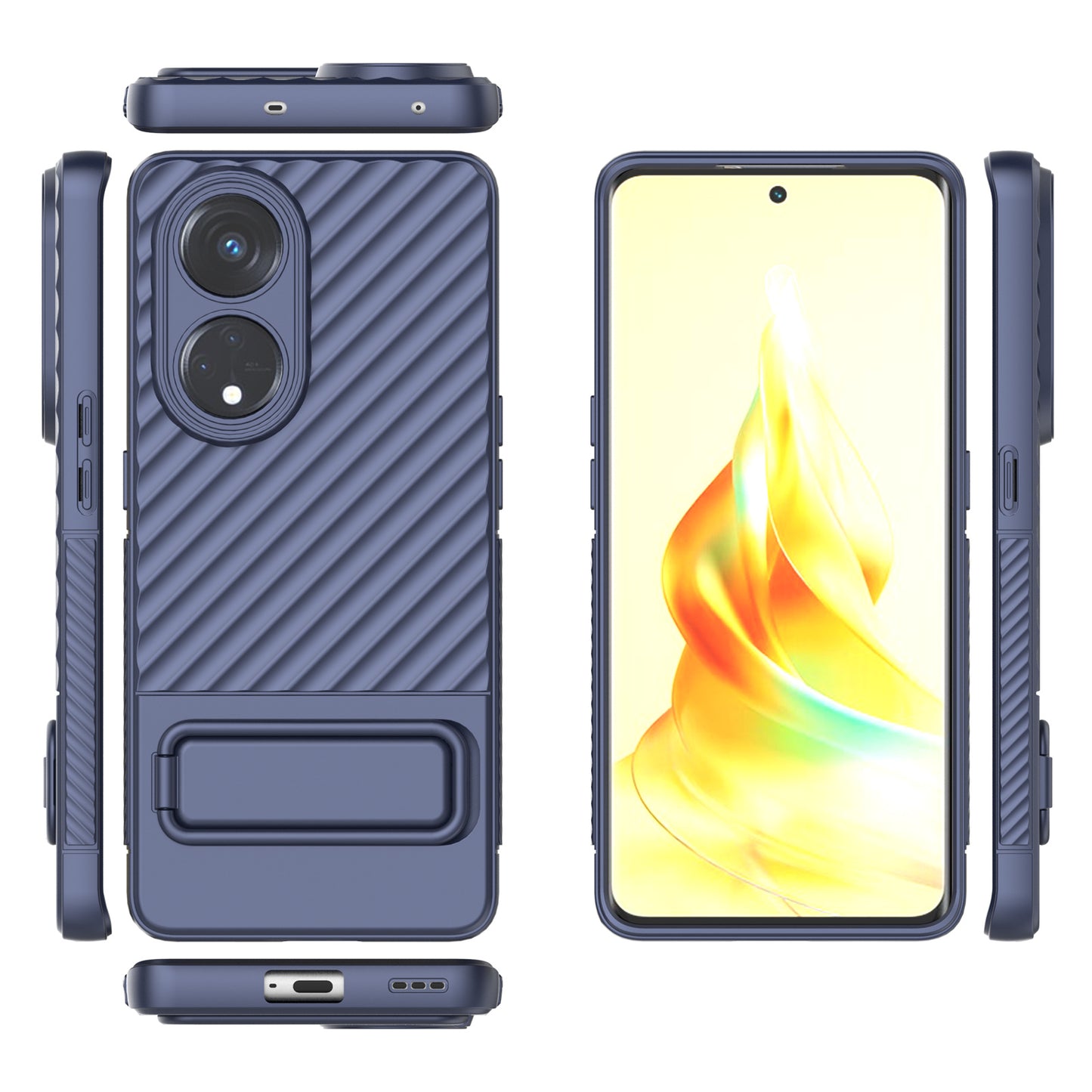 For Oppo Reno8 T 5G / A1 Pro 5G Kickstand TPU Back Cover Anti-drop Cell Phone Case