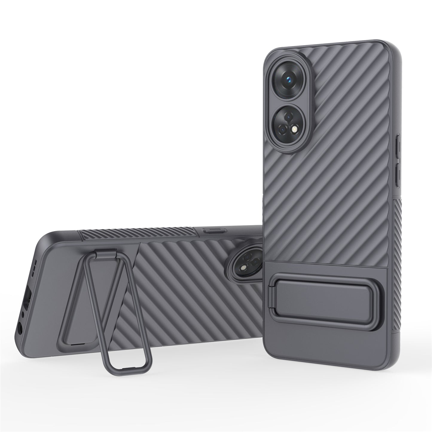 TPU Phone Cover for Oppo Reno8 T 4G , Kickstand Phone Back Protector Anti-dust Phone Case