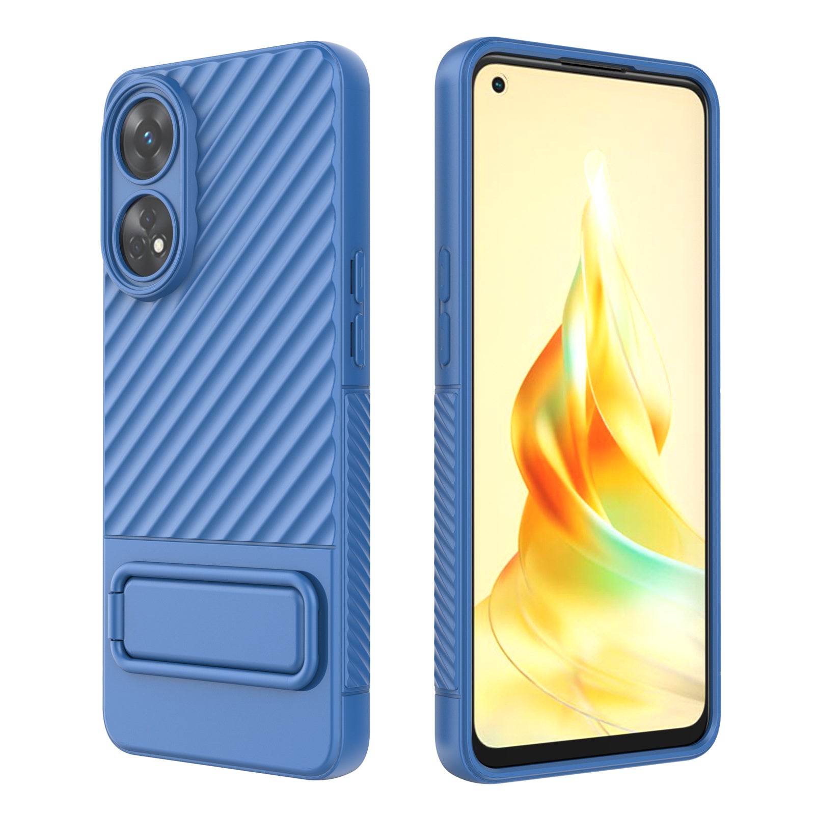 TPU Phone Cover for Oppo Reno8 T 4G , Kickstand Phone Back Protector Anti-dust Phone Case