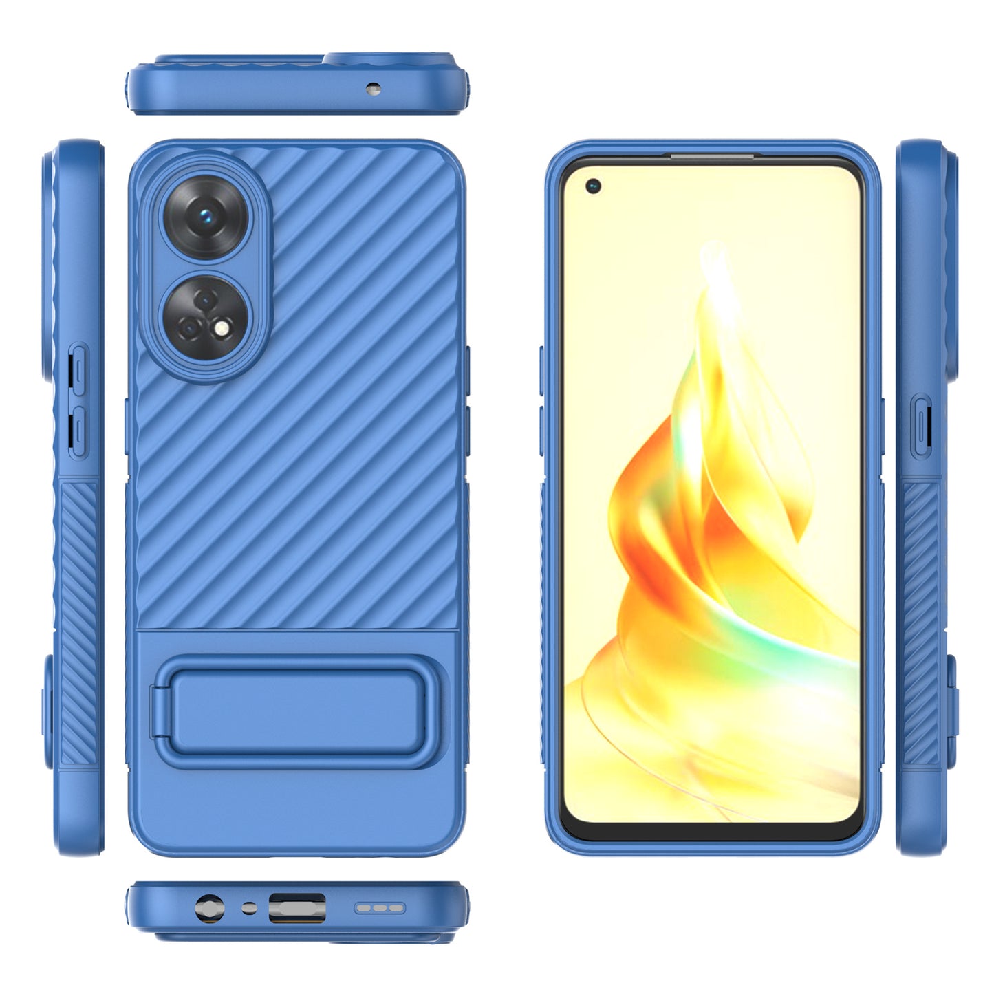TPU Phone Cover for Oppo Reno8 T 4G , Kickstand Phone Back Protector Anti-dust Phone Case