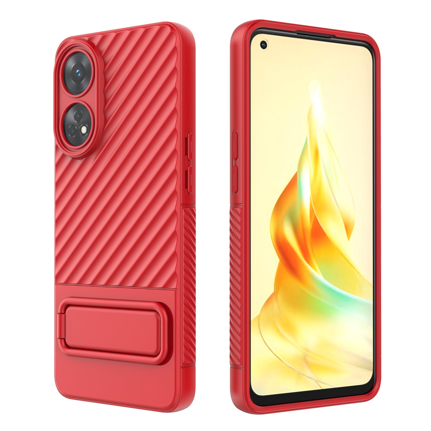 TPU Phone Cover for Oppo Reno8 T 4G , Kickstand Phone Back Protector Anti-dust Phone Case