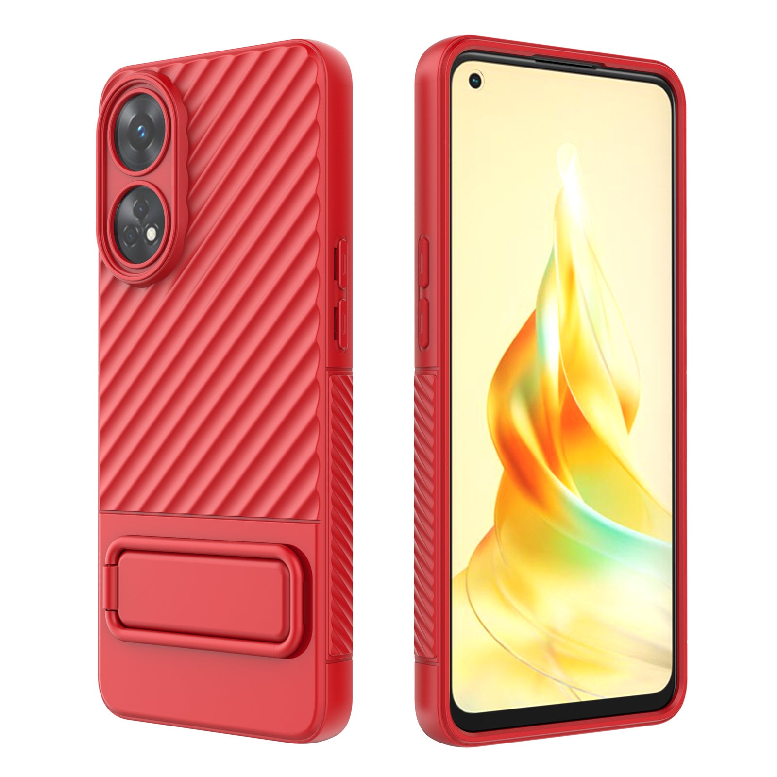 TPU Phone Cover for Oppo Reno8 T 4G , Kickstand Phone Back Protector Anti-dust Phone Case
