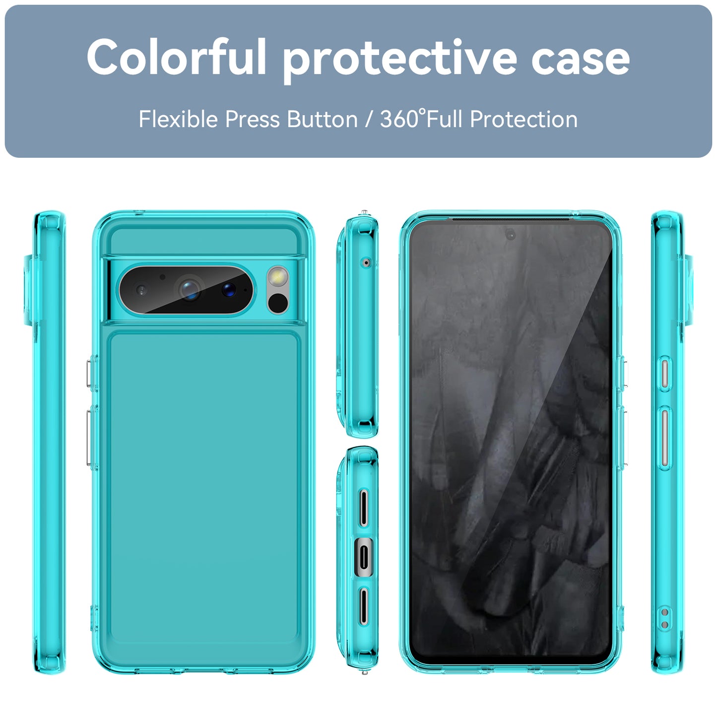 For Google Pixel 8 Pro Candy Series Anti-fall Air Cushions TPU Phone Case Back Protector Clear Cover