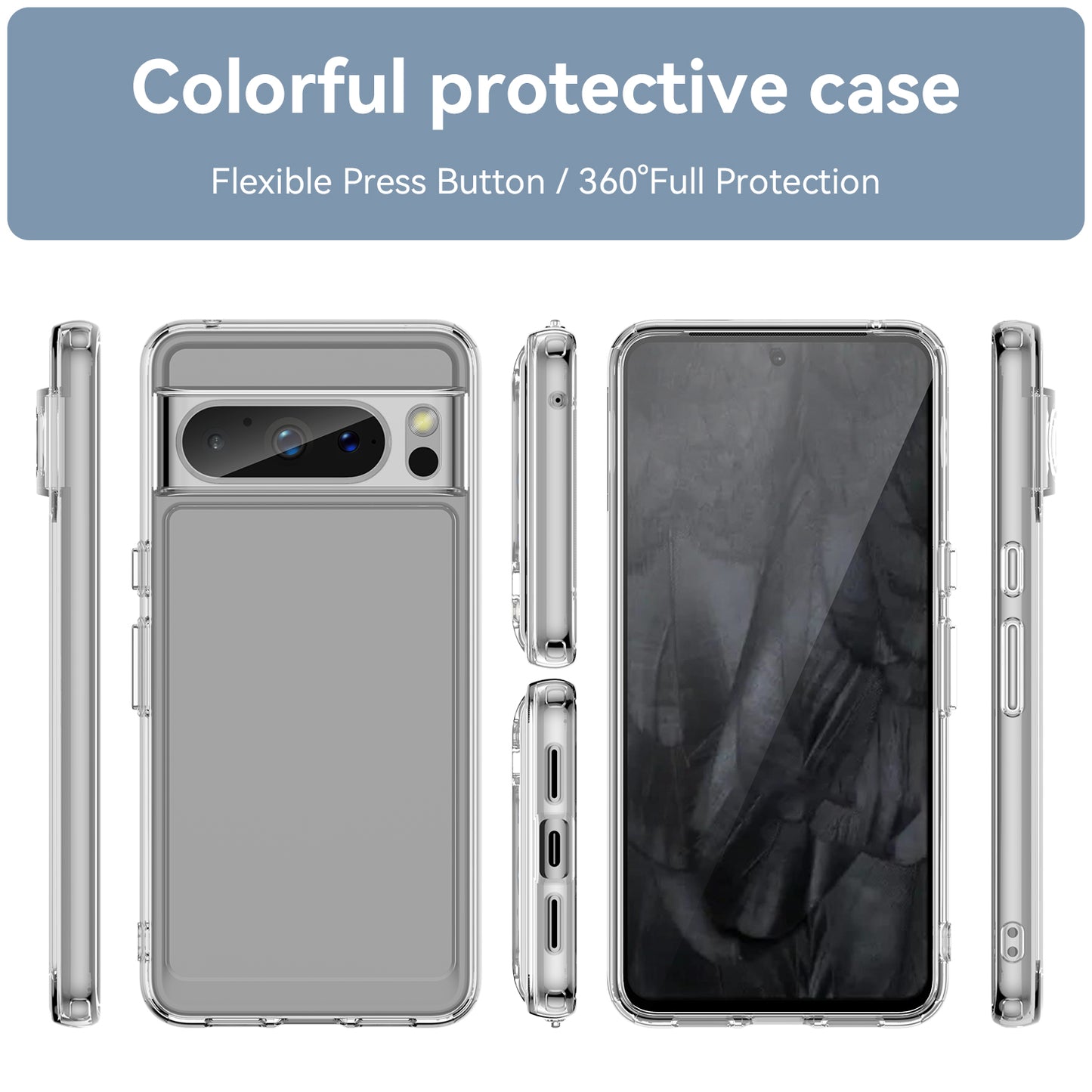 For Google Pixel 8 Pro Candy Series Anti-fall Air Cushions TPU Phone Case Back Protector Clear Cover