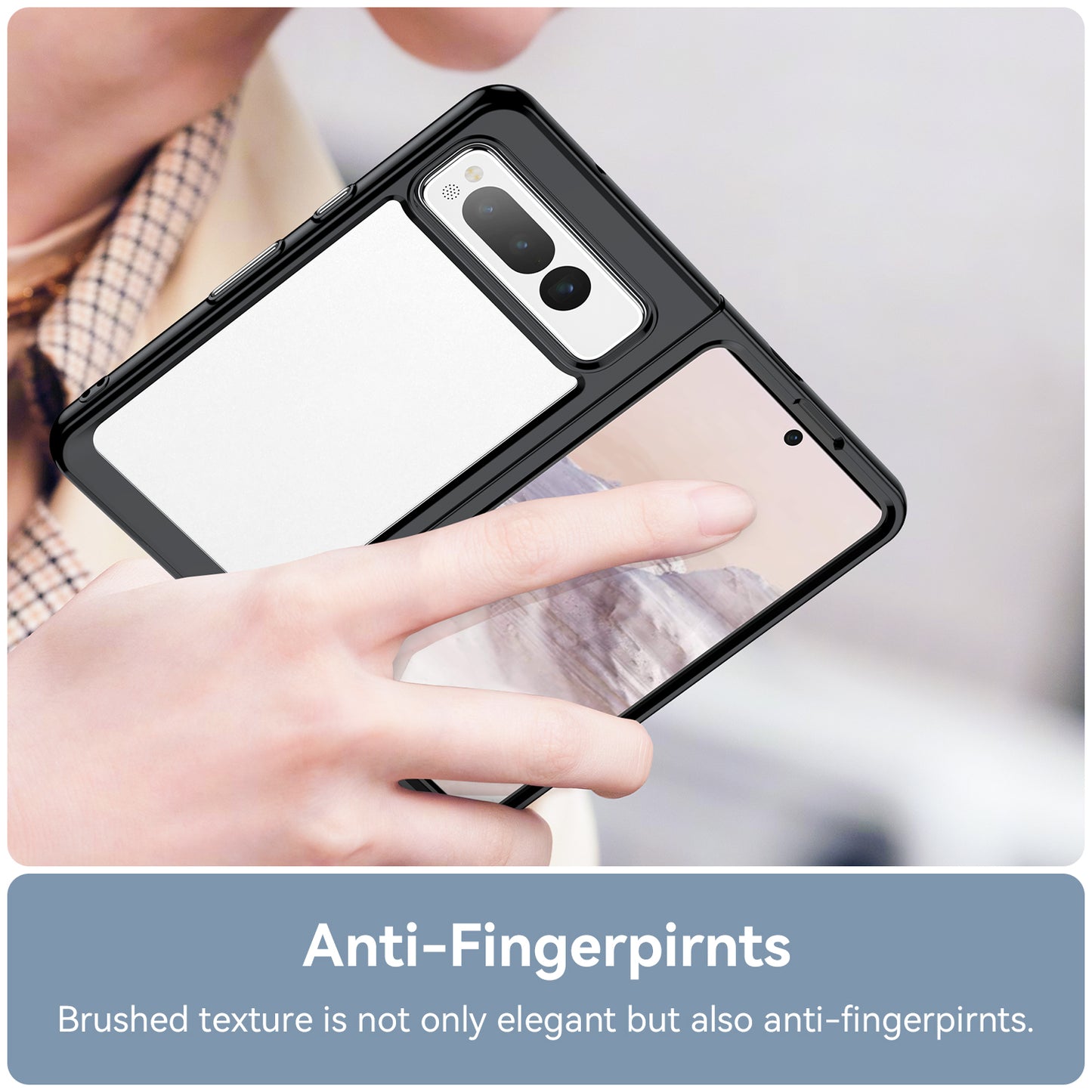 For Google Pixel Fold Clear Back Case Anti-Scratch TPU+Acrylic Phone Cover