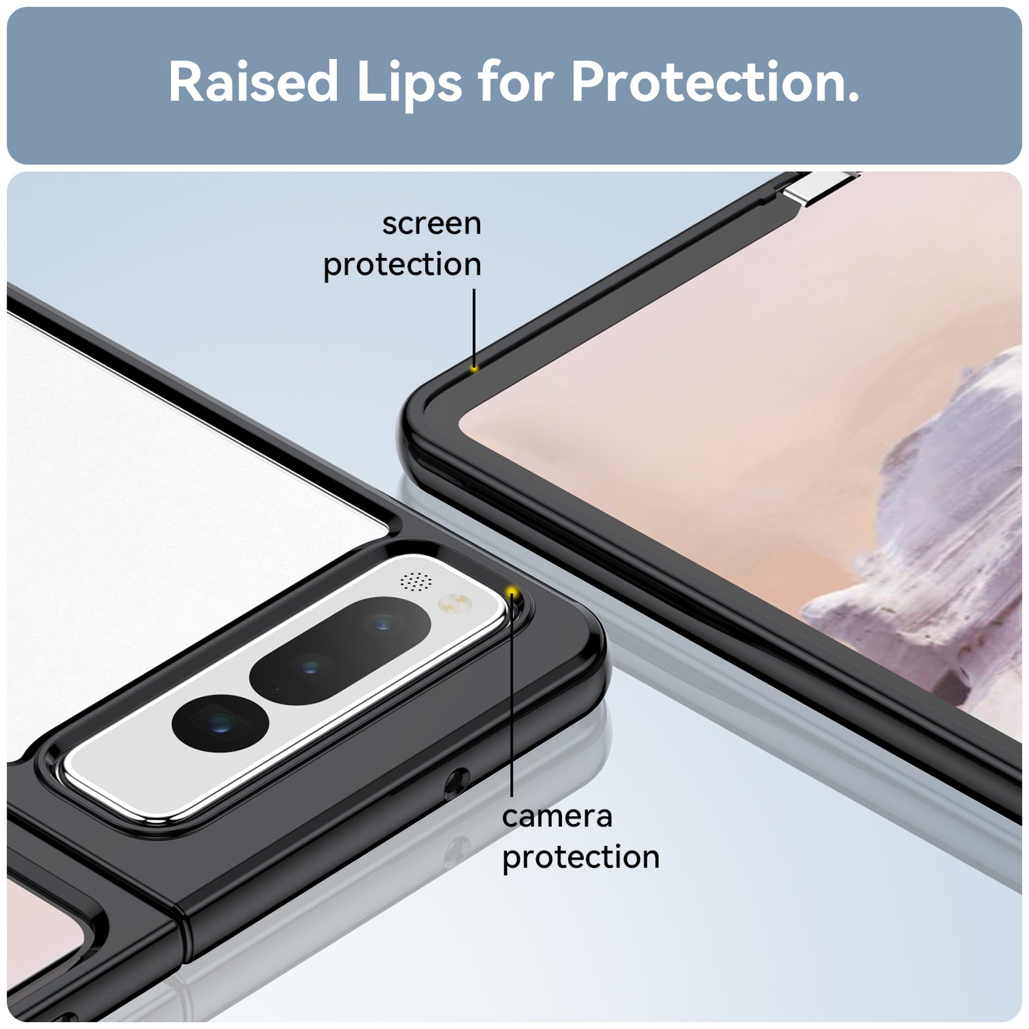 For Google Pixel Fold Clear Back Case Anti-Scratch TPU+Acrylic Phone Cover