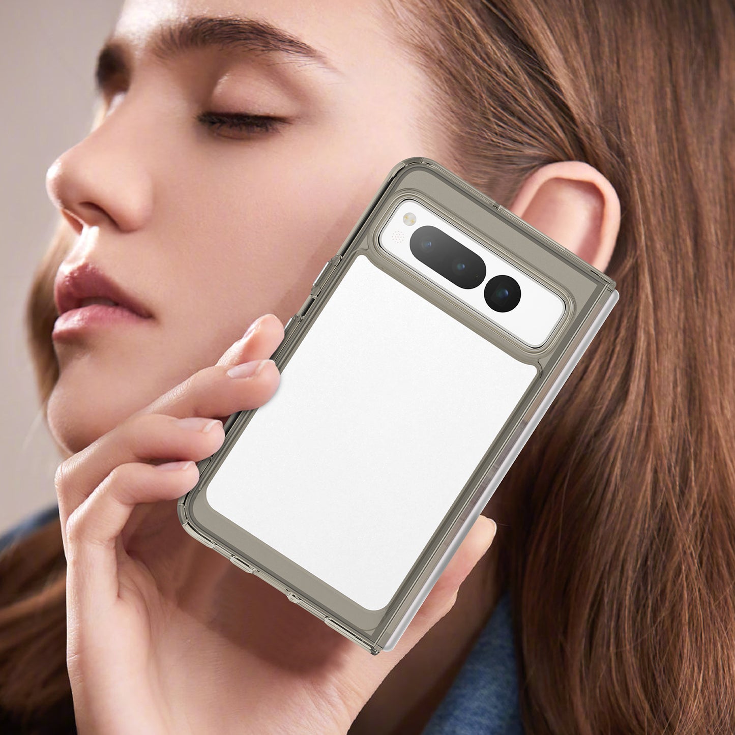 For Google Pixel Fold Clear Back Case Anti-Scratch TPU+Acrylic Phone Cover