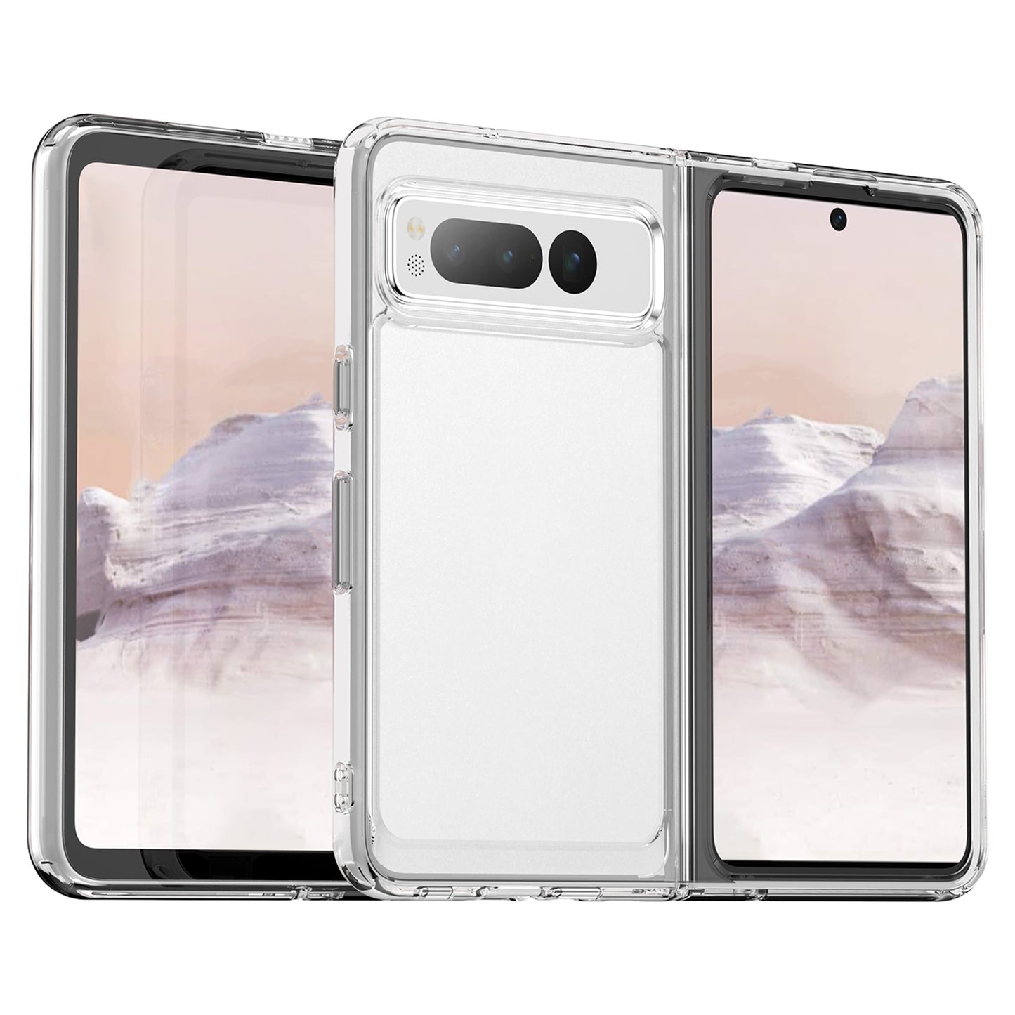 For Google Pixel Fold Clear Back Case Anti-Scratch TPU+Acrylic Phone Cover