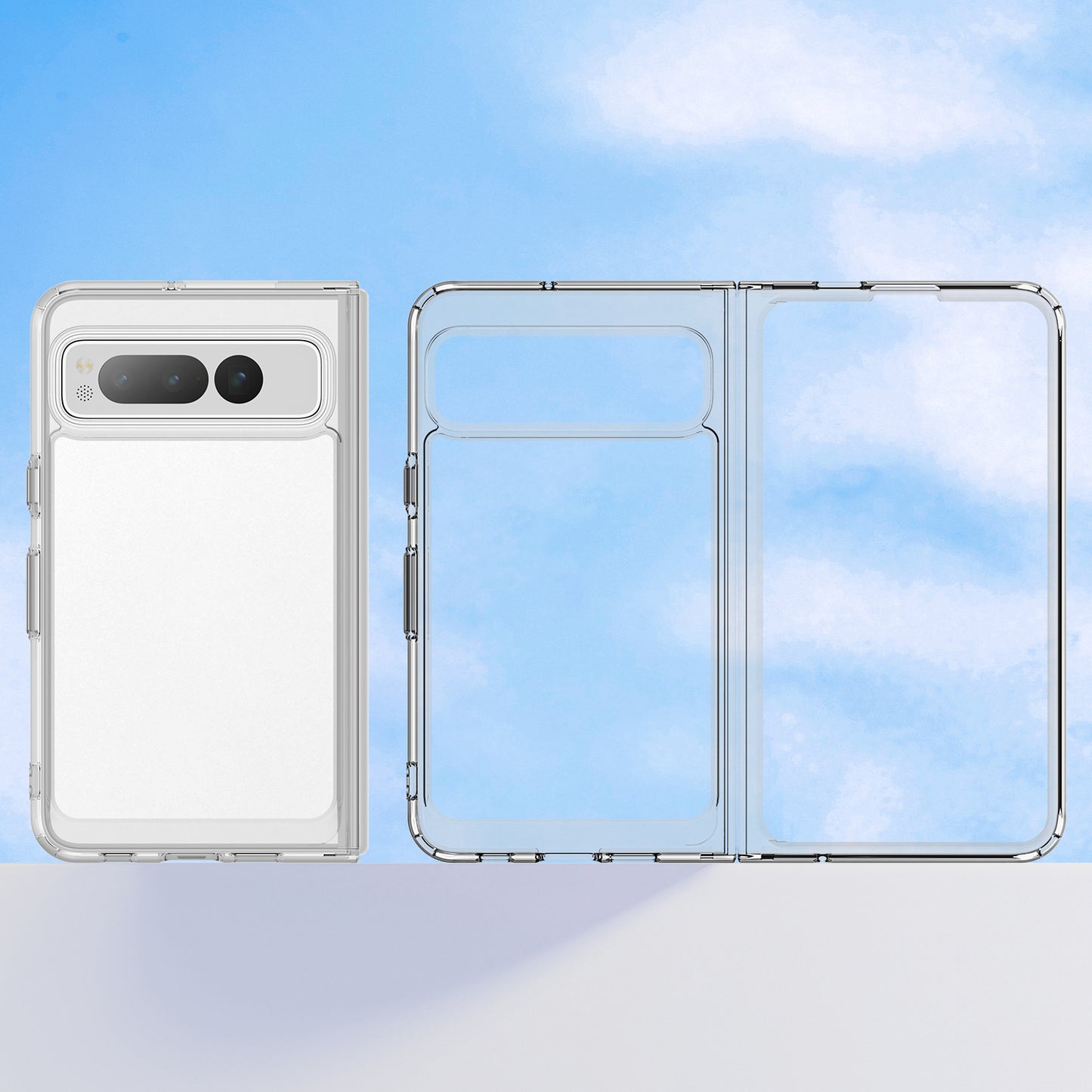 For Google Pixel Fold Clear Back Case Anti-Scratch TPU+Acrylic Phone Cover