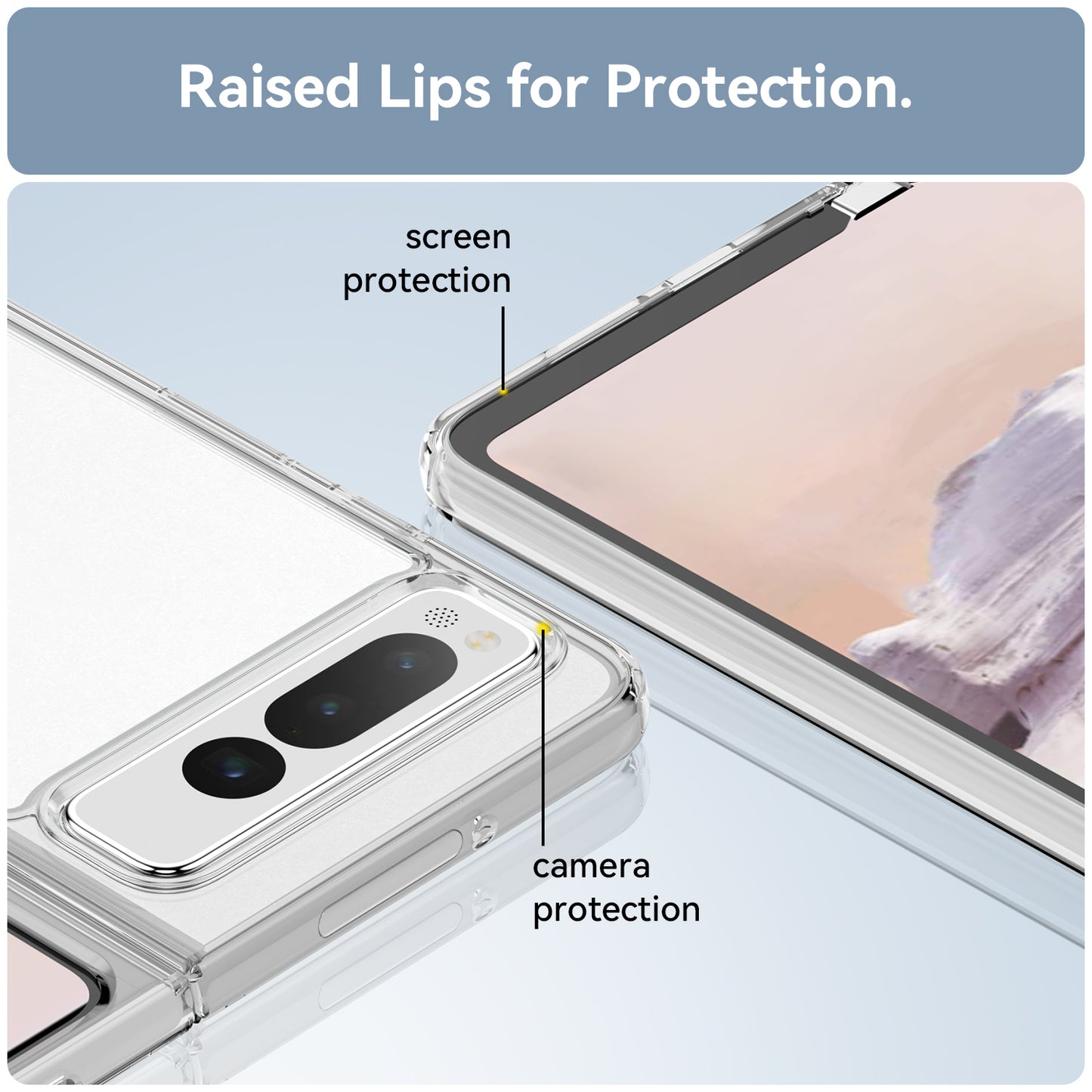 For Google Pixel Fold Clear Back Case Anti-Scratch TPU+Acrylic Phone Cover