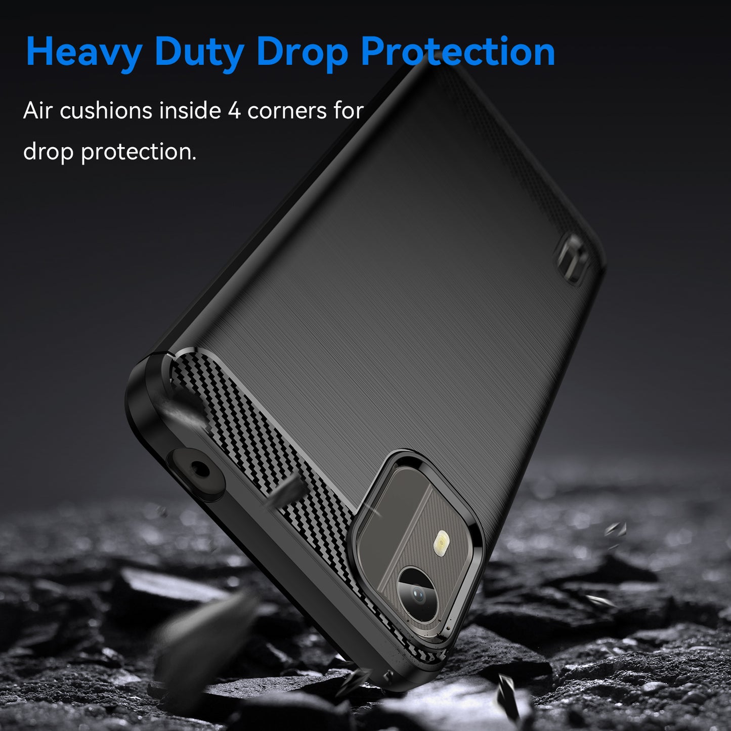 Carbon Fiber Texture Phone Cover for Nokia C12 4G / C12 Pro / C12 Plus Phone Case Phone TPU Brushed Shell