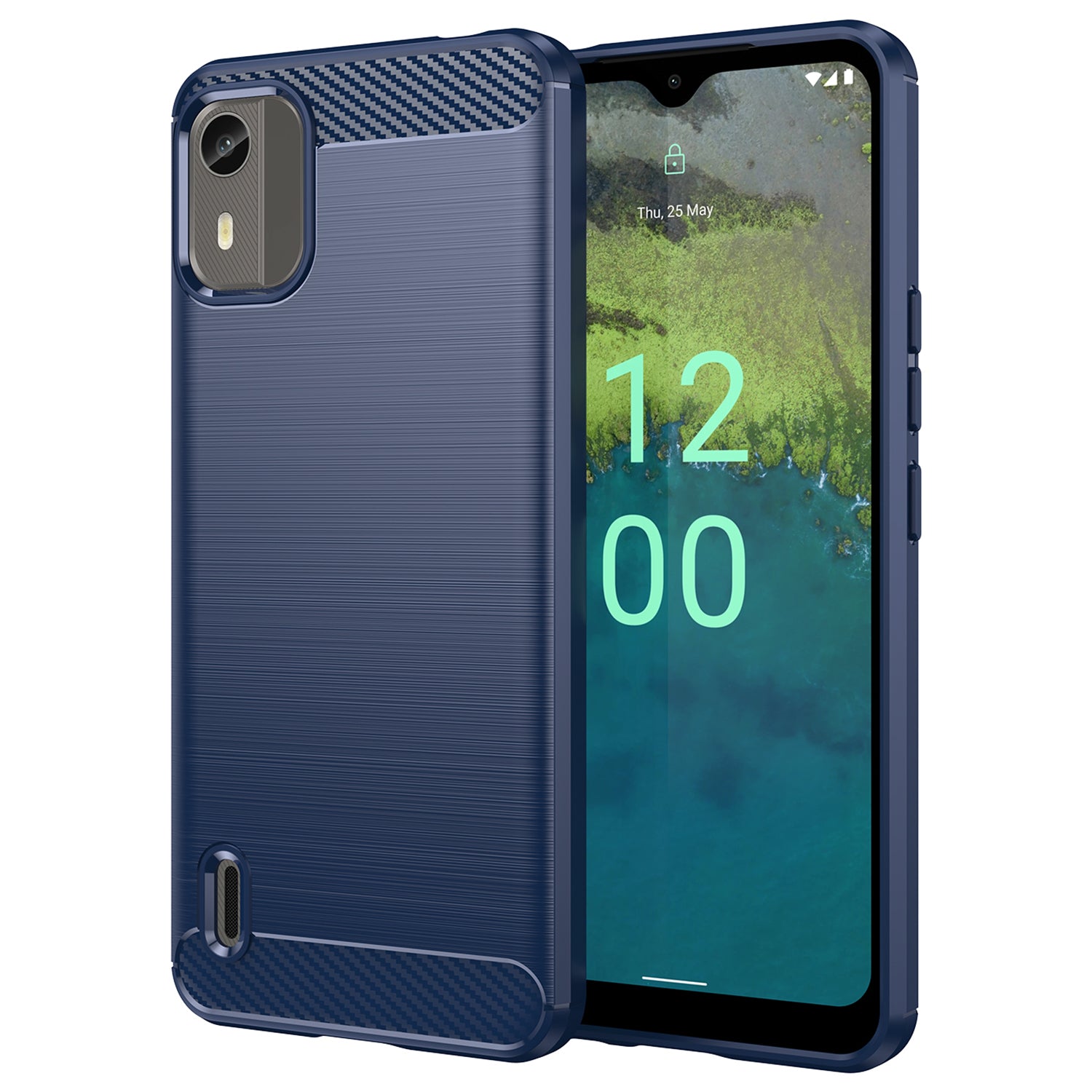 Carbon Fiber Texture Phone Cover for Nokia C12 4G / C12 Pro / C12 Plus Phone Case Phone TPU Brushed Shell