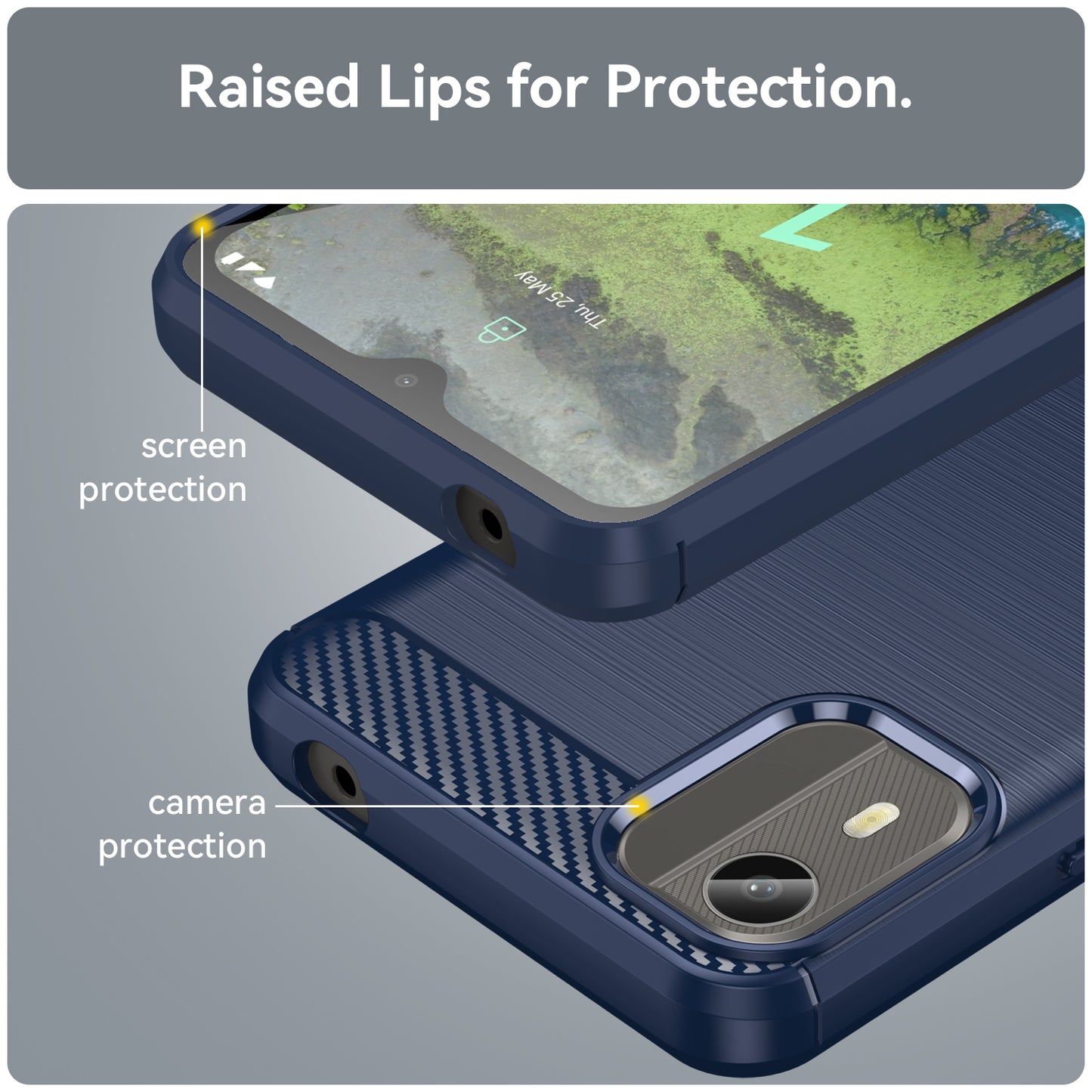 Carbon Fiber Texture Phone Cover for Nokia C12 4G / C12 Pro / C12 Plus Phone Case Phone TPU Brushed Shell