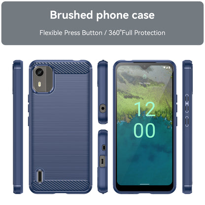 Carbon Fiber Texture Phone Cover for Nokia C12 4G / C12 Pro / C12 Plus Phone Case Phone TPU Brushed Shell