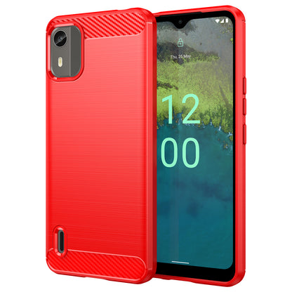 Carbon Fiber Texture Phone Cover for Nokia C12 4G / C12 Pro / C12 Plus Phone Case Phone TPU Brushed Shell