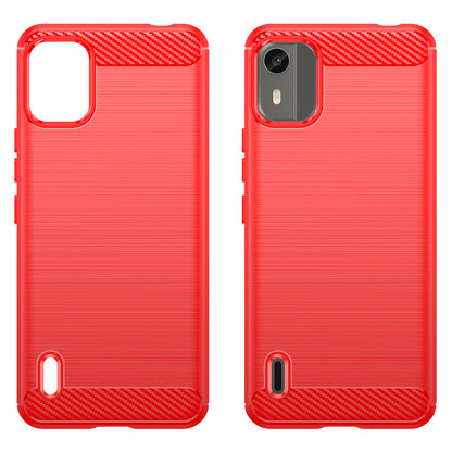Carbon Fiber Texture Phone Cover for Nokia C12 4G / C12 Pro / C12 Plus Phone Case Phone TPU Brushed Shell