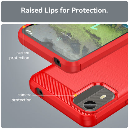 Carbon Fiber Texture Phone Cover for Nokia C12 4G / C12 Pro / C12 Plus Phone Case Phone TPU Brushed Shell