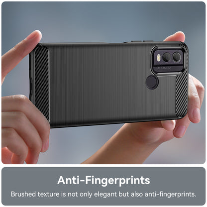 Brushed TPU Phone Shell for Nokia C22 Carbon Fiber Texture Phone Case Anti-Dust Cover