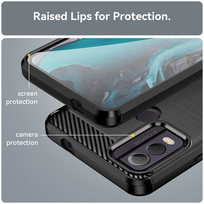Brushed TPU Phone Shell for Nokia C22 Carbon Fiber Texture Phone Case Anti-Dust Cover