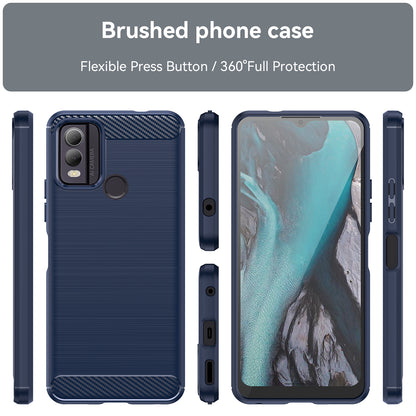 Brushed TPU Phone Shell for Nokia C22 Carbon Fiber Texture Phone Case Anti-Dust Cover