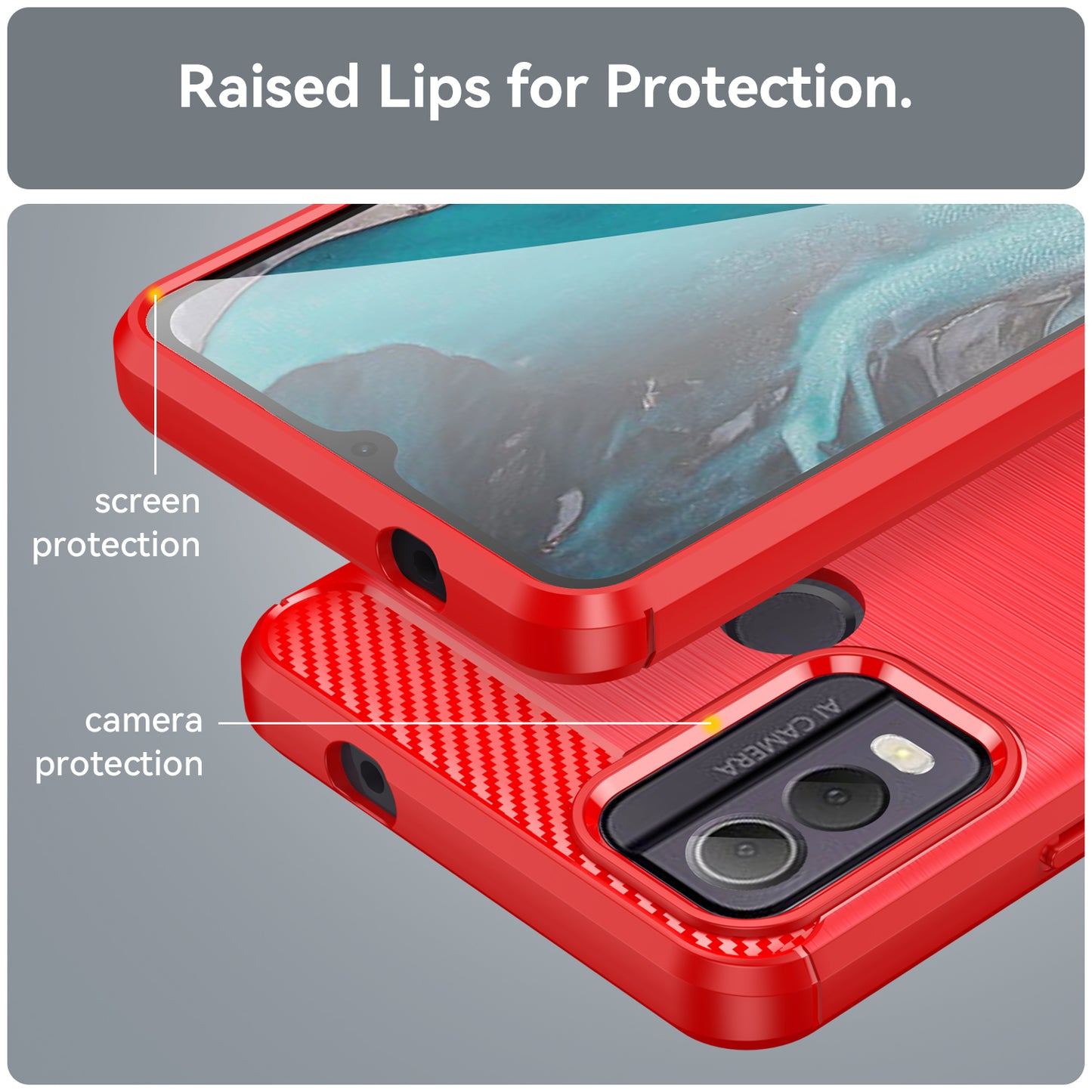 Brushed TPU Phone Shell for Nokia C22 Carbon Fiber Texture Phone Case Anti-Dust Cover