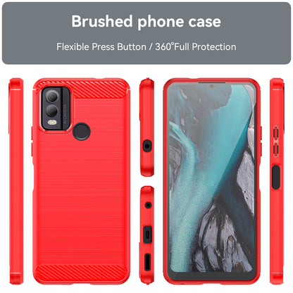Brushed TPU Phone Shell for Nokia C22 Carbon Fiber Texture Phone Case Anti-Dust Cover